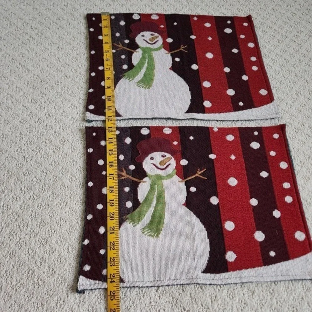 Vintage Snowman Christmas Tapestry Placemats Set of 2 Holiday Decor‎ 17x12